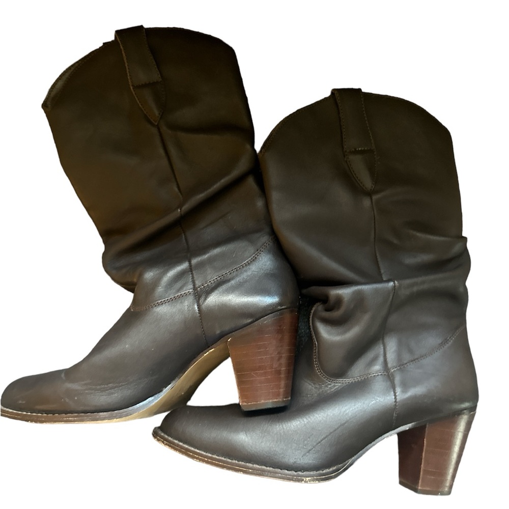 Brown cowboy slouch boots